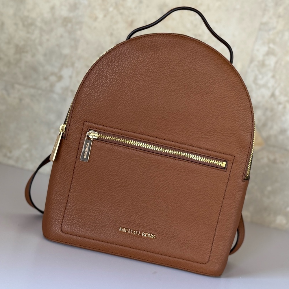 Michael Kors Jessa MD Brown Leather Backpack - Picture 2 of 13